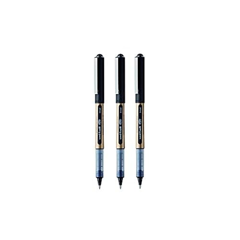 uni-ball On Point ¡®Stay Gold¡¯ Eye Broad Rollerball Handwriting Pens 3 Pack in Black Ink