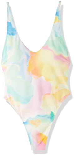 Ocean Blues Women's Tie dye High Cut Low Back One Piece Swimwear Bathing Suits Szie Large