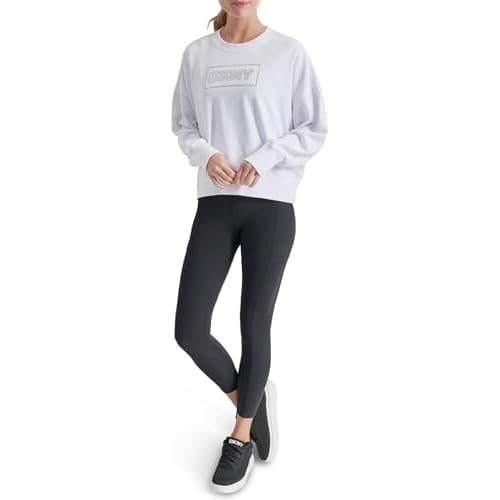 DKNY womens Foil Rhinestone Logo Crewneck Sweatshirt