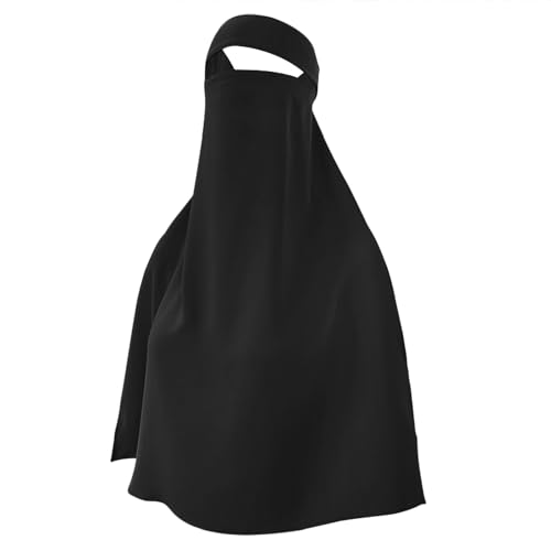 Single Layer Niqab, Soft Chiffon Muslim Veil Face Cover, One Layer Nose Piece, Hijab Prayer Face Mask for Women Men