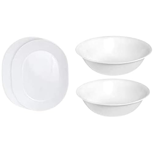 Corelle 12-1/4-Inch Serving Platter, Winter Frost White - 2-Pack with 2-Quart Serving Bowl, Winter Frost White 2PK - Bundle Set of 4