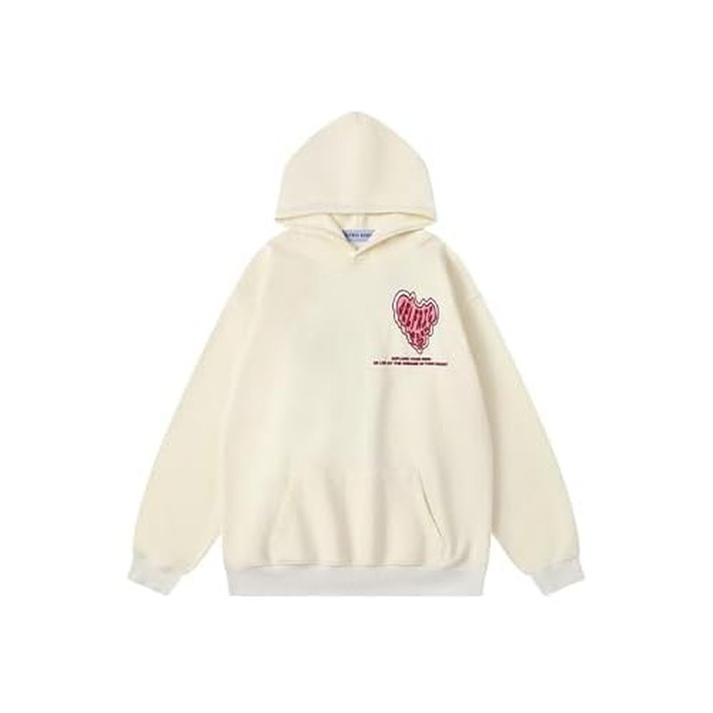 Aelfric Eden Graphic Hoodie Womens Oversized Hoodies Y2k Cute Heart Print Sweatshirt Streetwear Hooded Pullover