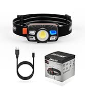 Anylight Rechargeable LED Headlamp with Stepless Dimming and Motion Sensor, IP65 Waterproof Headlight for Repairing, Running, Camping, Hiking(1 Pack)