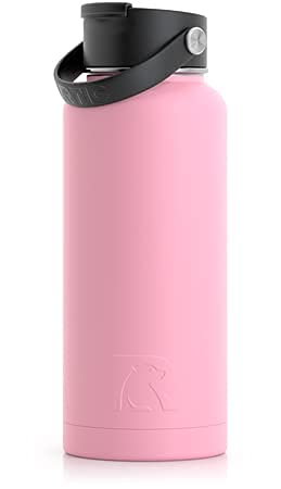 RTIC 32 oz Vacuum Insulated Bottle, Metal Stainless Steel Double Wall Insulation, BPA Free Reusable, Leak-Proof Thermos Flask for Water, Hot and Cold Drinks, Travel, Sports, Camping, Flamingo