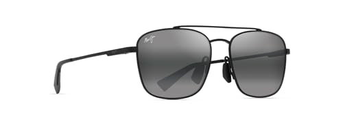 Maui Jim Piwai AF Square Sunglasses, Matte Black W/Grey/Neutral Grey Polarized, Extra Large