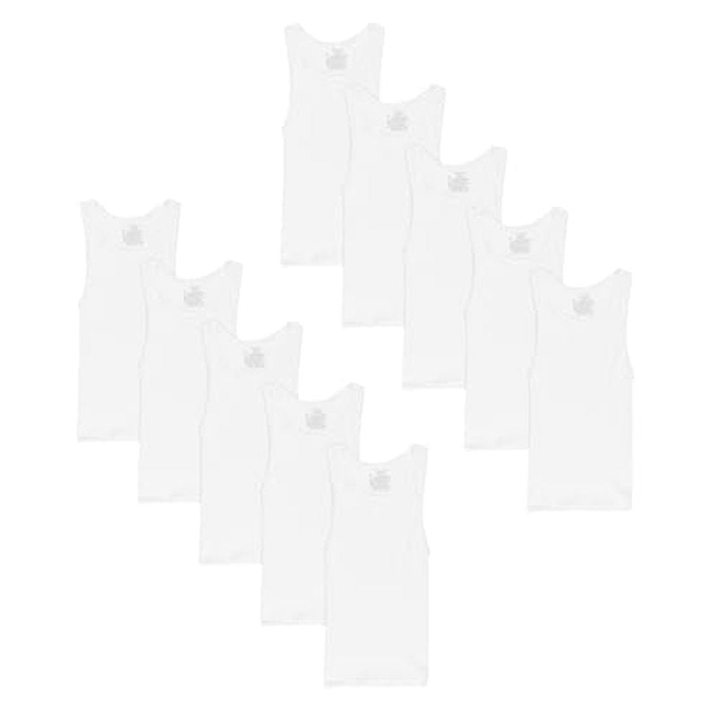 Hanes Boys¡¯ Tank Cotton Undershirt, EcoSmart, 10 Pack, White