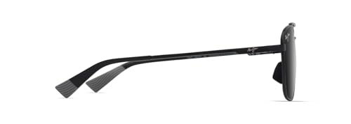 Maui Jim Piwai AF Square Sunglasses, Matte Black W/Grey/Neutral Grey Polarized, Extra Large