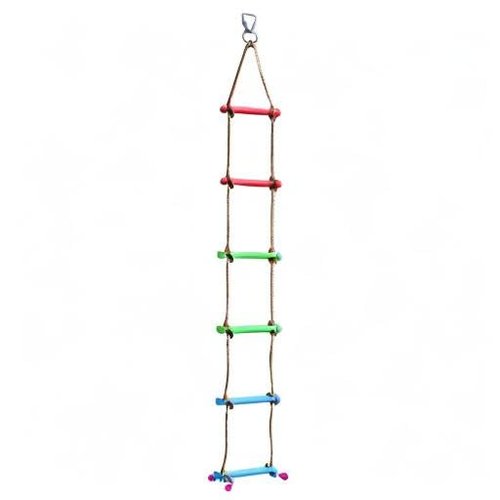Rainbow Craft 6.6FT Climbing Rope Ladder&3-Pack Ninja Wheel Obstacle for Kids