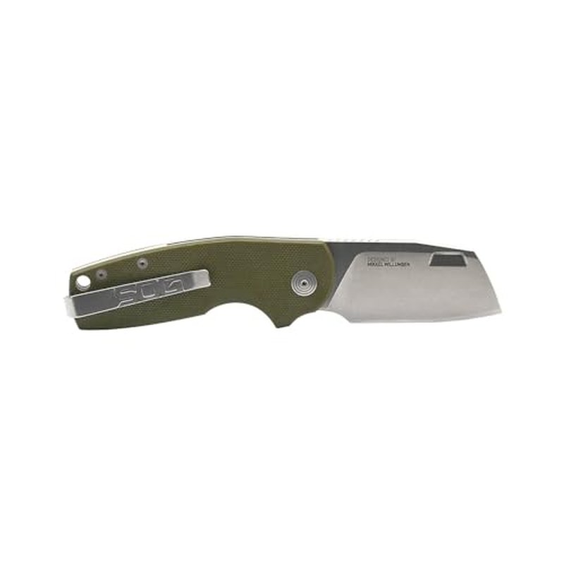 SOG Stout FLK Cleaver Daily Carry Folding Knives | G10 & Steel Handle | CRYO D2 Steel Blade | Short-Blade Frame Lock Folder