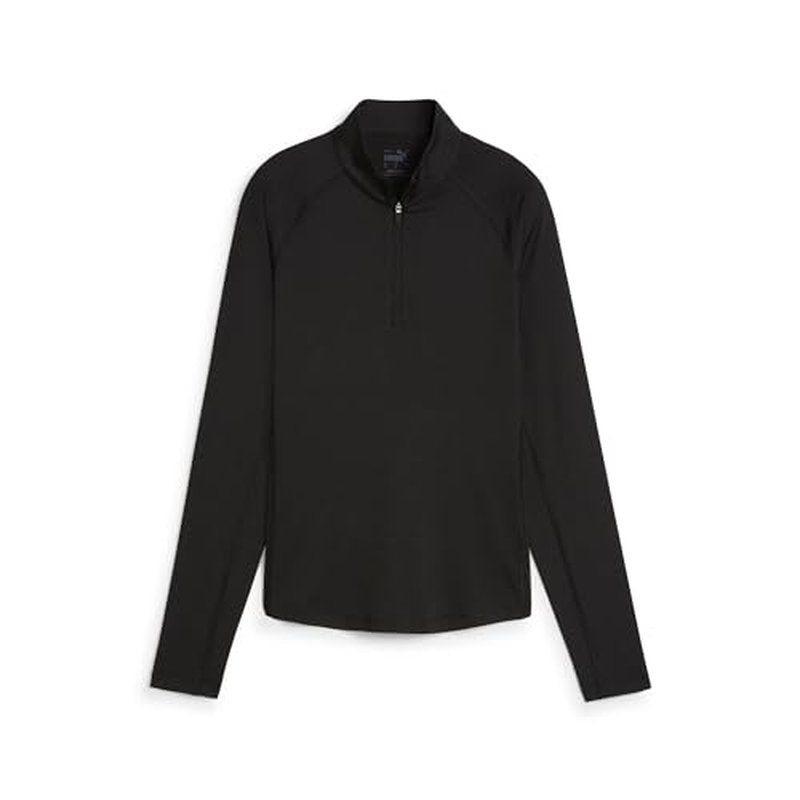 PUMA Women's You-V Solid 1/4 Zip, Black Shade, S