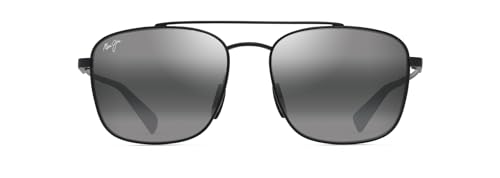 Maui Jim Piwai AF Square Sunglasses, Matte Black W/Grey/Neutral Grey Polarized, Extra Large