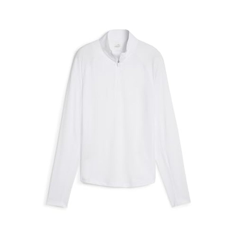 PUMA Women's You-V Solid 1/4 Zip, White, M