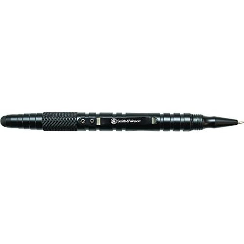 Smith & Wesson SWPEN3BK 5.4in Aircraft Aluminum Refillable Tactical Screw Cap Stylus Pen for Outdoor, Survival, Camping and EDC