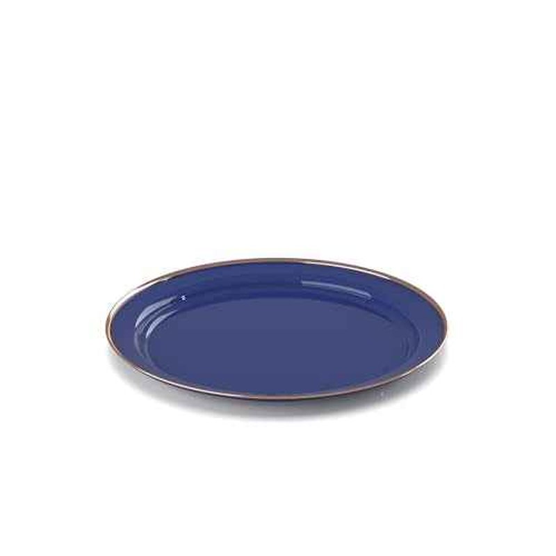 GSI Outdoors Mesa 2-Person Enamelware Dining Set 6-Pieces ? Lapis with Bronze-Finished Stainless Steel Rim, Dishwasher Safe, Lapis