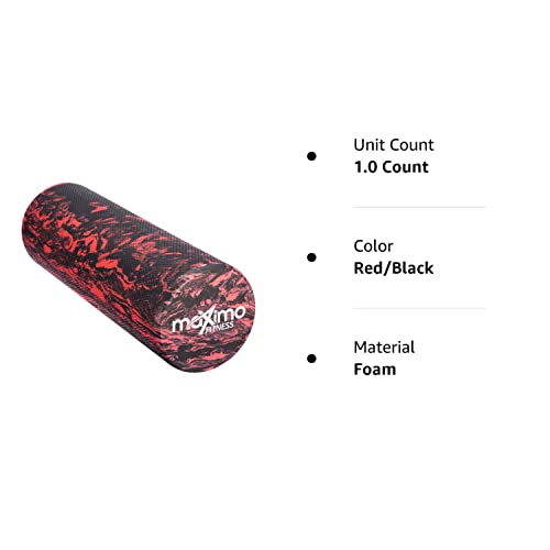 Maximo Fitness Foam Roller - 18" x 6" High Density Exercise Roller for Trigger Point Self Massage, Muscle and Back Roller for Fitness, Physical Therapy, Yoga and Pilates, Gym Equipment, Red/Black