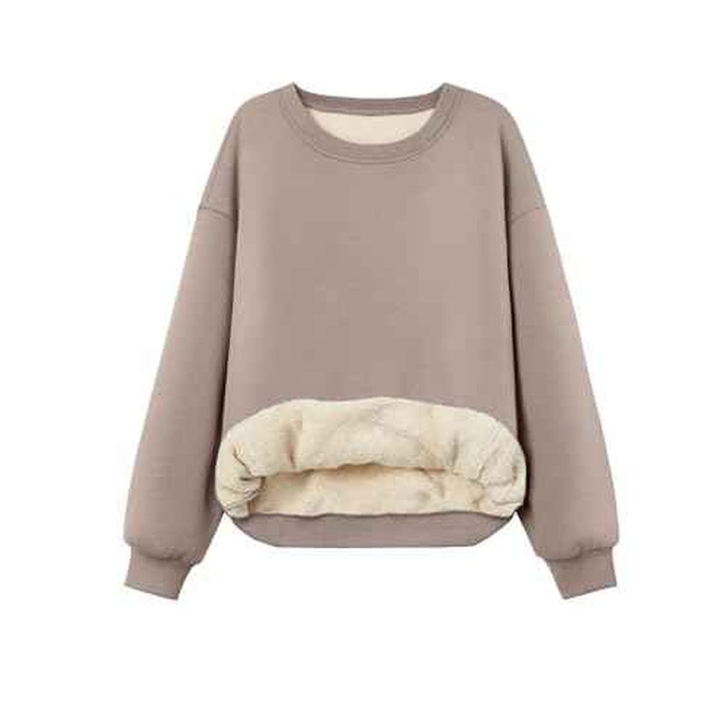 Trendy Queen Fleece Sherpa Lined Sweatshirts for Women 2025 Fall Fashion Winter Crewneck Pullover Hoodies Outfits Clothes