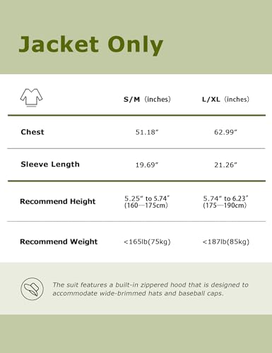 HENNCHEE Mosquito Jacket for Adults, Mesh Bug Jacket with Hood, Outdoor Protection Net Mosquito Proof Clothing with Carry Pouch S/M