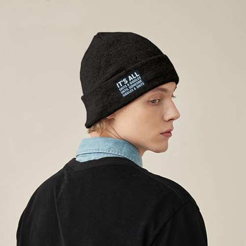 Funny Beanies Warm Knit Hats Fall Winter Black Hip Pop Knit Hat Cap for Women Men