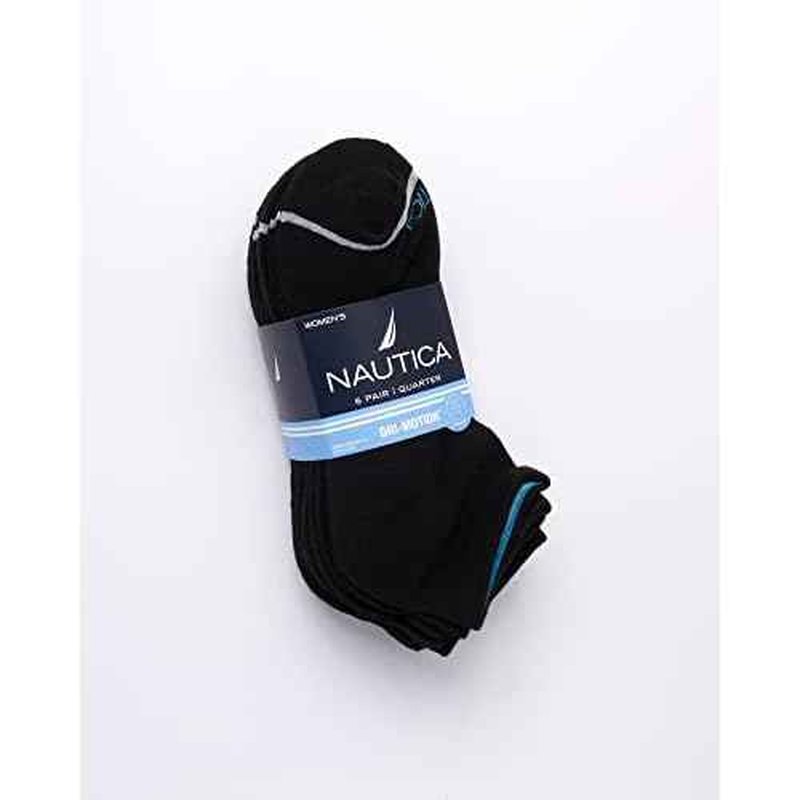 Nautica Womens Quarter Socks ? 6 Pack Cushioned Moisture Wicking Breathable Womens Crew Socks for Running and Workouts