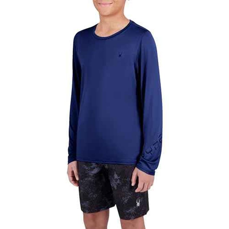 Spyder Boys Long Sleeve Rash Guard ? UPF 30+ Sun Protection, 4-Way Stretch Swim Shirt