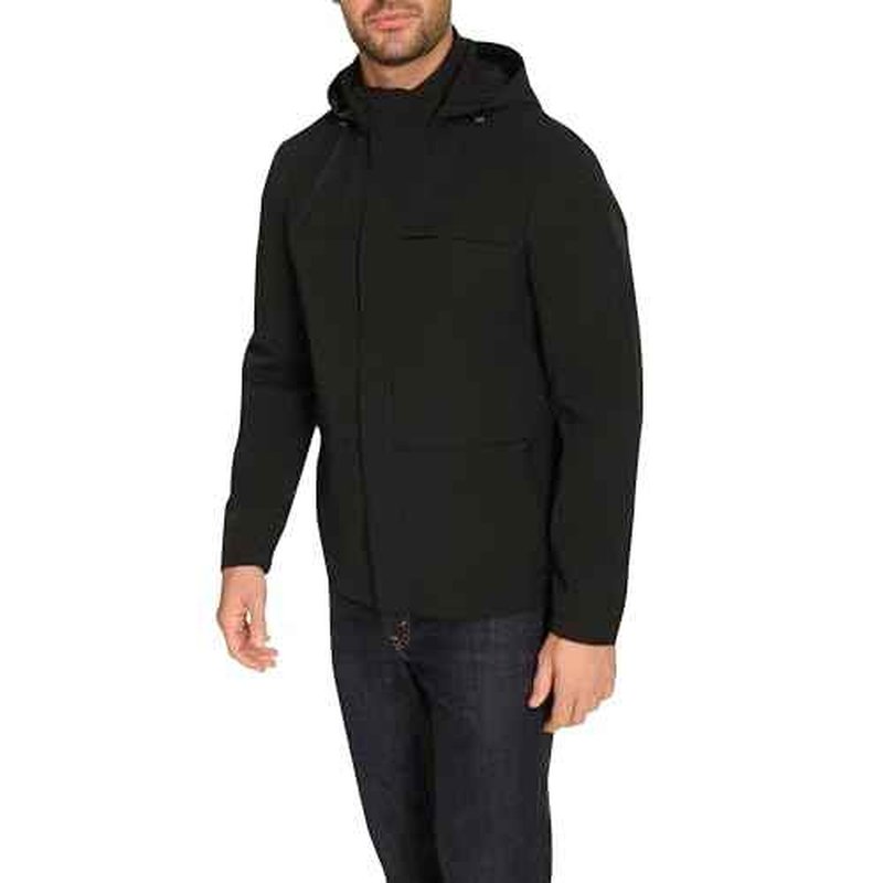 Cole Haan mens Long Sleeve Hooded Rain Parka