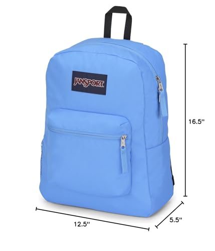 JanSport Cross Town Backpack 17" x 12.5" x 6" - Simple Bag for Everyone with 1 Main Compartment, Front Utility Pocket - Premium Class Accessories - Blue Neon