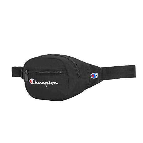 Champion unisex adult Waist Pack, Black/White Logo, One Size US