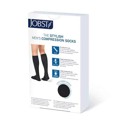JOBST forMen Knee High Open Toe 30-40 mmHg Ribbed Dress Compression Socks
