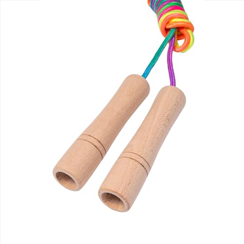 Homello Jump Rope for Kids - Wooden Handle - Adjustable Cotton Braided Fitness Skipping Rope