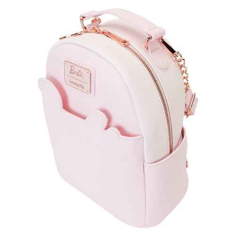 Loungefly Barbie Rose Gold Logo Convertible Backpack: Chic Style on the Go!