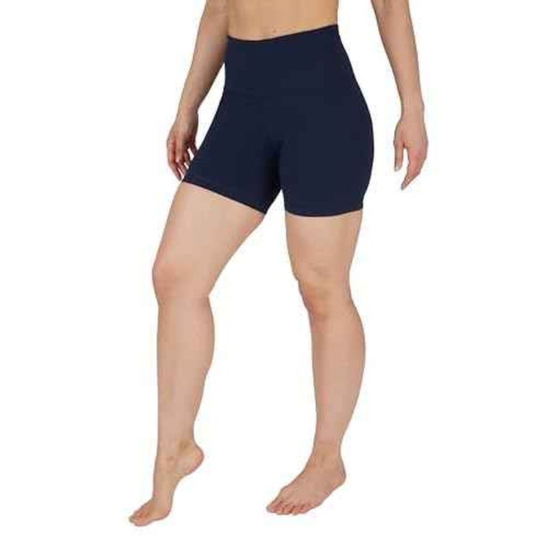 90 Degree By Reflex Womens High Waisted Biker Shorts Ribbed Workout Yoga Running Tummy Control Spandex Short