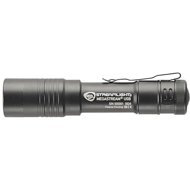 Streamlight 66210 MegaStream USB 1800-Lumen 26000-Candela Rechargeable EDC Flashlight Includes Rechargeable Battery, USB-C Cable, and Holster, Black