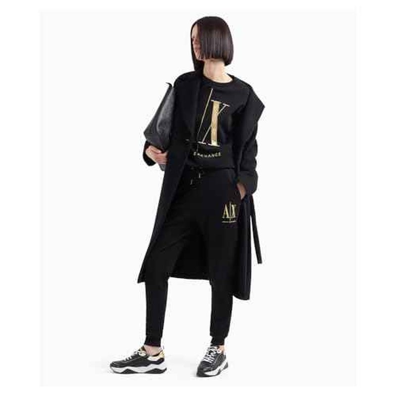 Armani Exchange Womens Foundation Icon Gold Sweatpants