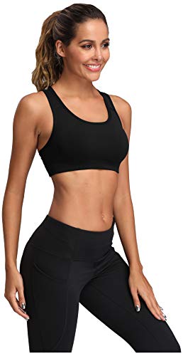 Oalka Women's Racerback Sports Fitness Support Workout Running Bras Black S