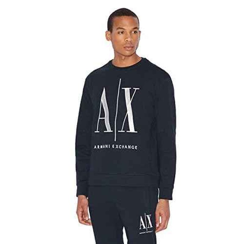 Armani Exchange mens Icon Project Embroidered Pullover Sweatshirt