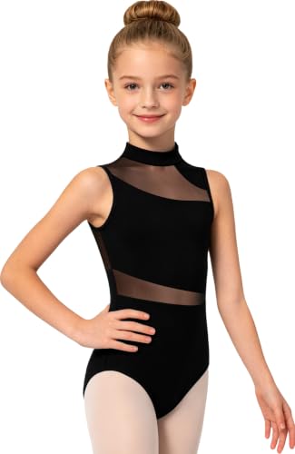 Girls Black Turtleneck Dance Leotard for Ballet - 10-12 Years, BAKPH