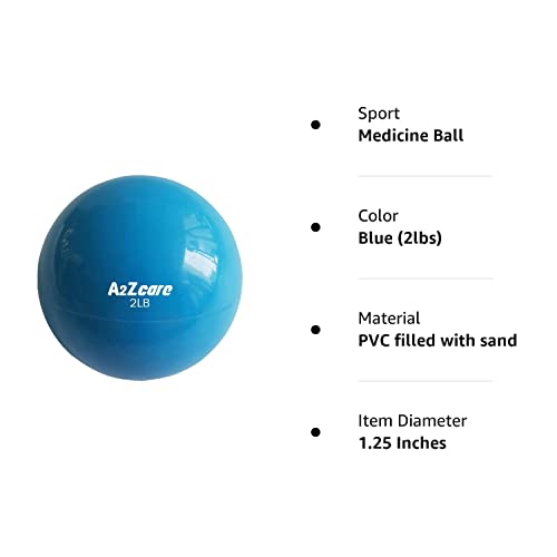 A2ZCARE Toning Ball - Weighted Toning Exercise Ball - Soft Weighted Medicine Ball for Pilates, Yoga, Physical Therapy and Fitness - Blue (2 lbs)