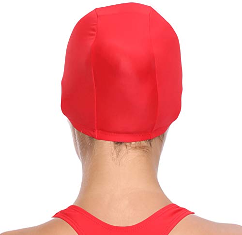 SHEKINI Womens Sports Nylon Spandex Fabric Swimming Cap Bathing Cap Head Cover (Rose Red)