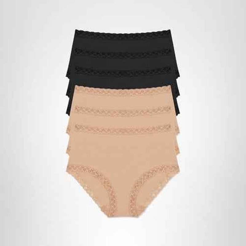 Natori Women's Bliss Full Brief 6-Pack, Black/Black/Black/Cafe/Cafe/Cafe, XX-Large