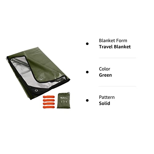 RedSwing Heavy Duty Survival Blanket, Waterproof Emergency Thermal Tarp, Multipurpose Reflective Insulated All Weather Blankets for Camping Hiking, Green