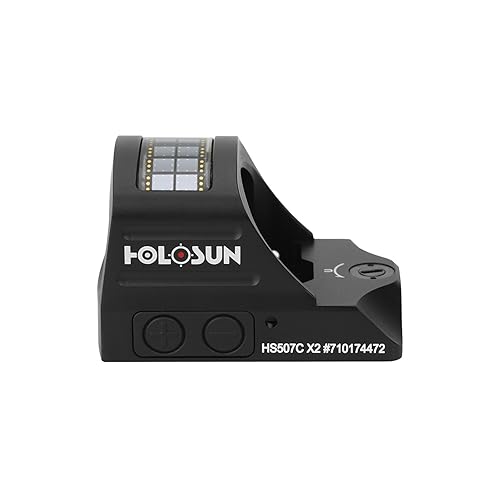 HOLOSUN HE507C-GR X2 Green 2 MOA Dot & 32 MOA Circle Open Reflex Pistol Sight - Durable Shake-Awake Solar Failsafe Parallax-Free Aluminum Sight for Full-Sized Handguns