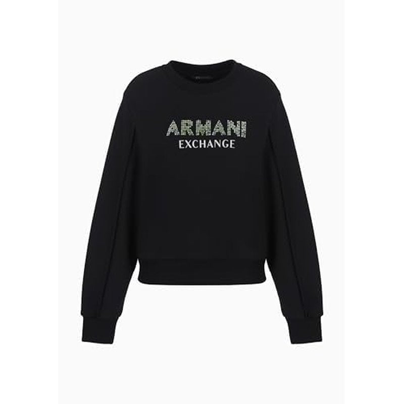 Armani Exchange Women's Rhinestone Logo Cropped Pullover Sweatshirt