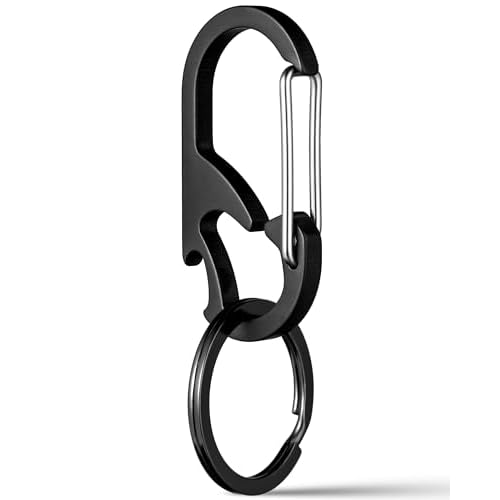 TISUR Titanium Carabiner Keychain Clip, Anti-Lost Key Ring Holder, Self-Locking Metal Gate Clip Key Chain Bottle Opener for Men Women