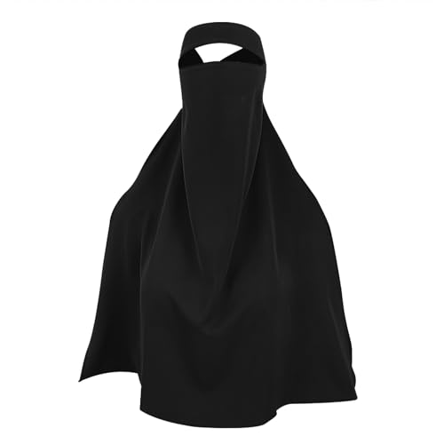 Single Layer Niqab, Soft Chiffon Muslim Veil Face Cover, One Layer Nose Piece, Hijab Prayer Face Mask for Women Men