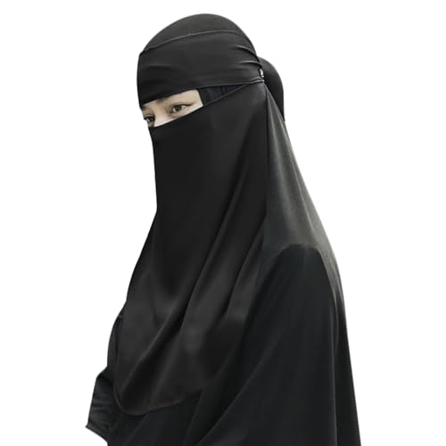 Single Layer Niqab, Soft Chiffon Muslim Veil Face Cover, One Layer Nose Piece, Hijab Prayer Face Mask for Women Men