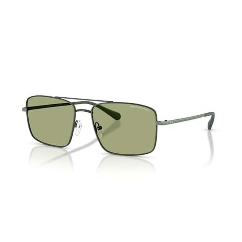 A|X ARMANI EXCHANGE Men's AX2054S Aviator Sunglasses, Matte Dark Green/Green, 57 mm