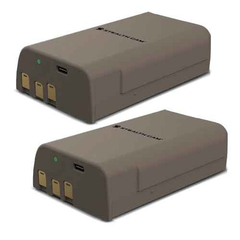 Stealth Cam FieldMax MAX-PAK Rechargeable 12-Volt/5000 mAh Lithium Battery Cartridge, Compatible w Hunting Cellular Trail Cameras, USB Charging Cable Included, 2-Pack