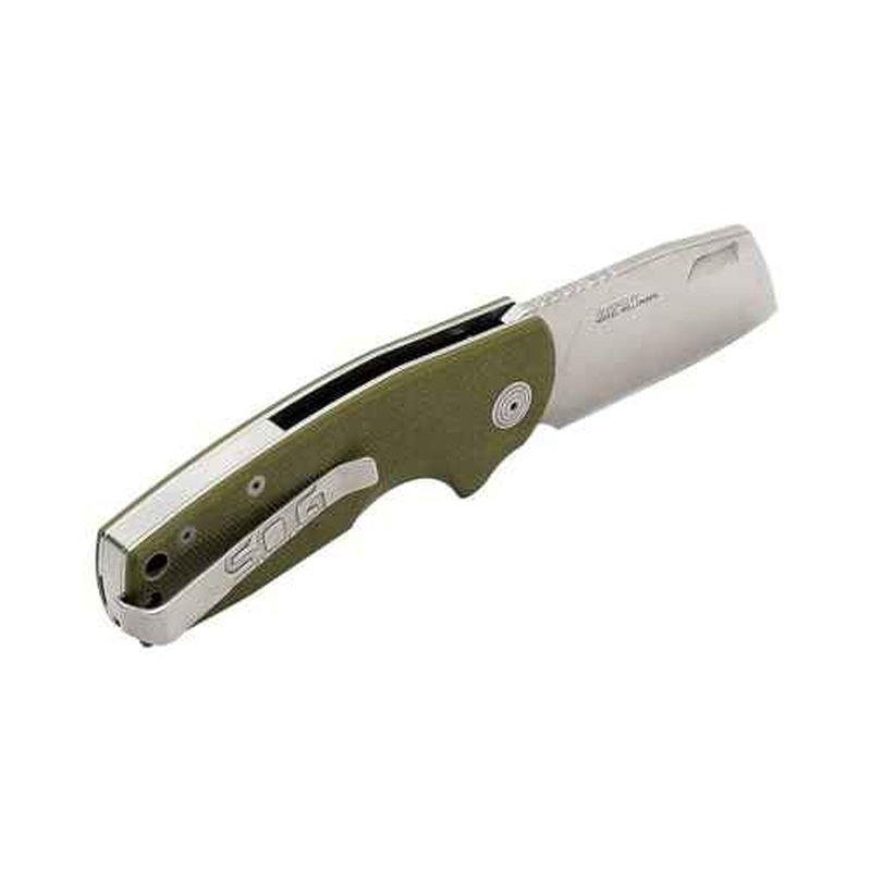 SOG Stout FLK Cleaver Daily Carry Folding Knives | G10 & Steel Handle | CRYO D2 Steel Blade | Short-Blade Frame Lock Folder