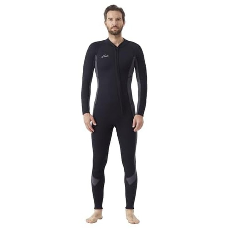 Hevto Wetsuits Men 3/2mm Neoprene Front Zip Shorty Full Wet Suit in Cold Water for Swimming Surfing Diving Keep Warm