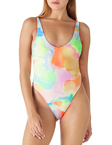 Ocean Blues Women's Tie dye High Cut Low Back One Piece Swimwear Bathing Suits Szie Large